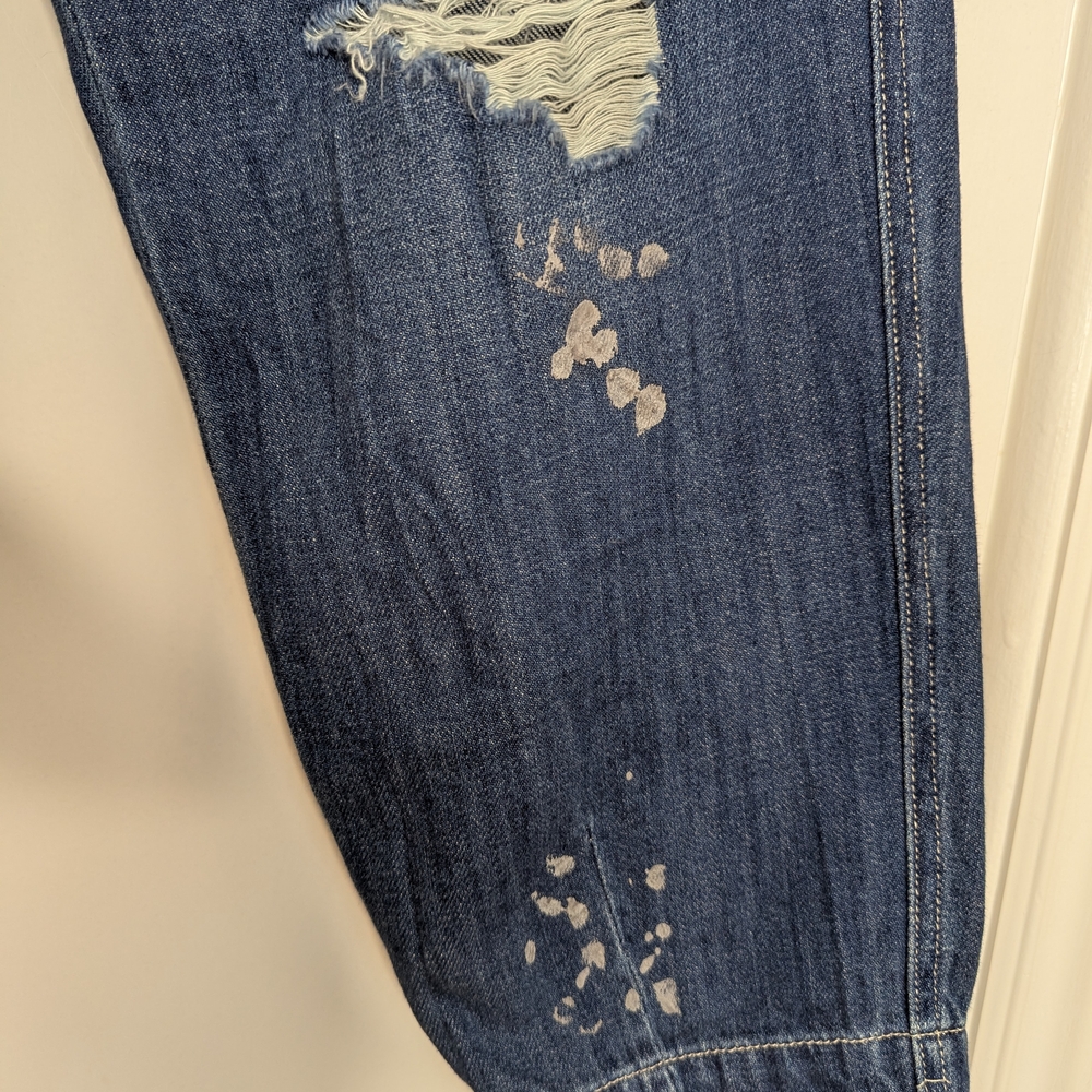 FREE PEOPLE Mixed Up Cotton Distressed Utility Jeans - Picture 7 of 15